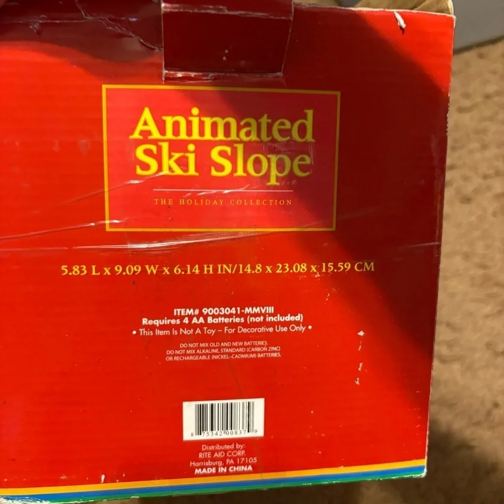 Vintage Animated Ski Slope Christmas Village Decor Skiing Sliding
